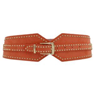 Women's Orange Elastic Wide Waist Belts Studded Retro Corset Belts For Women🐘